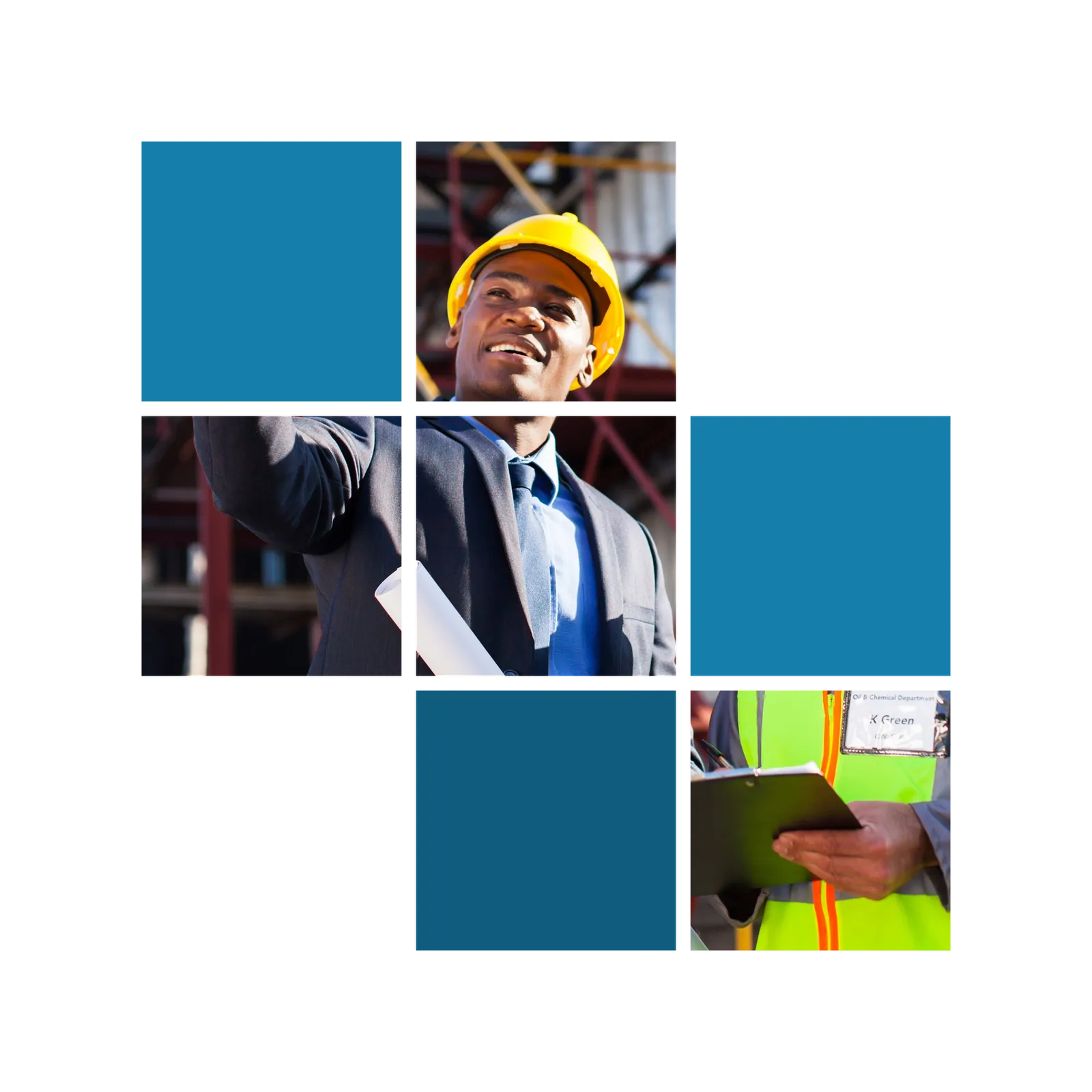 Chemical industrial manager and senior worker at petrochemical plant